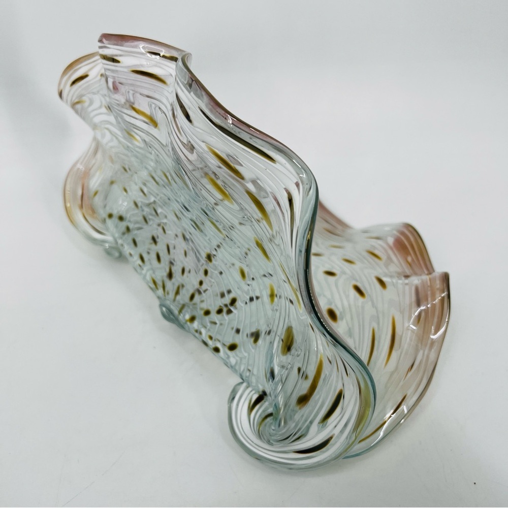 Signed LaChaussee Art HandBlown Glass Clam Shell Sculpture Artist Signed 10" W - Picture 3 of 16